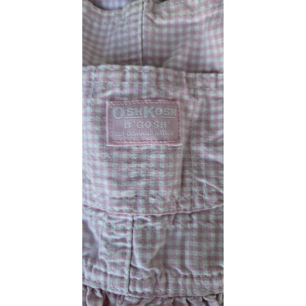 Vintage OshKosh B'gosh Pink Gingham Check Overalls Girls Baby Toddler 24‎ Months
